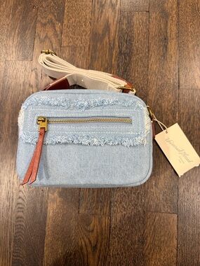 NWT: Universal Thread Light Denim Crossbody Bag with Brown Trim
